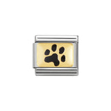 Nomination Classic Gold & Black Paw Print Charm - S&S Argento