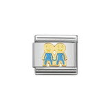 Nomination Classic Gold & Blue Brothers (Two Boys) Charm - S&S Argento