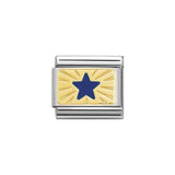 Nomination Classic Gold & Blue Star Plate Charm - S&S Argento