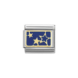 Nomination Classic Gold & Blue Stars Plate Charm - S&S Argento