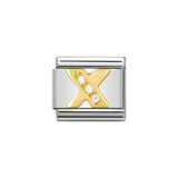 Nomination Classic Gold & CZ Letter X Charm - S&S Argento