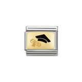 Nomination Classic Gold Graduation Hat & Scroll (Diploma) Charm - S&S Argento