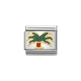 Classic Gold & Green Palm Tree Charm - S&S Argento