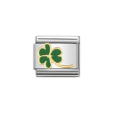 Nomination Classic Yellow Gold & Green Clover Charm - S&S Argento