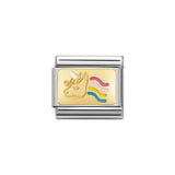 Nomination Classic Gold & Multicoloured Unicorn Plate Charm - S&S Argento