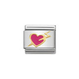 Nomination Classic Gold & Pink Heart With Lightning Charm