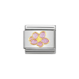Classic Gold & Pink Hibiscus Flower Charm - S&S Argento