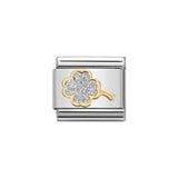 Nomination Classic Gold & Silver Glitter Four Leaf Clover Charm