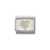 Nomination Classic Gold & Silver Glitter Heart Charm