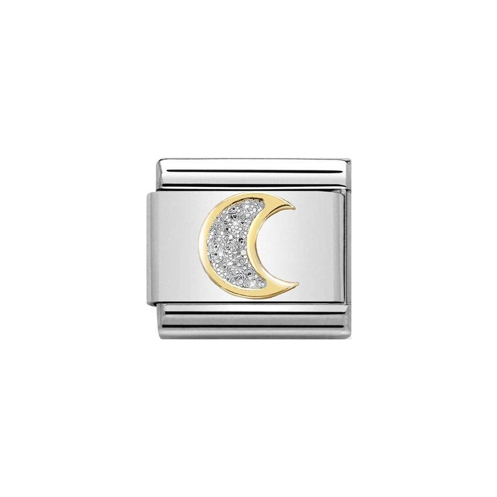 Nomination Classic Gold & Silver Glitter Moon Charm