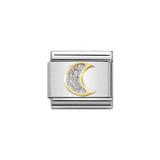 Nomination Classic Gold & Silver Glitter Moon Charm