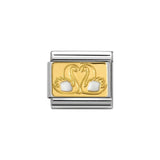 Nomination Classic Gold & White Swans Plate Charm