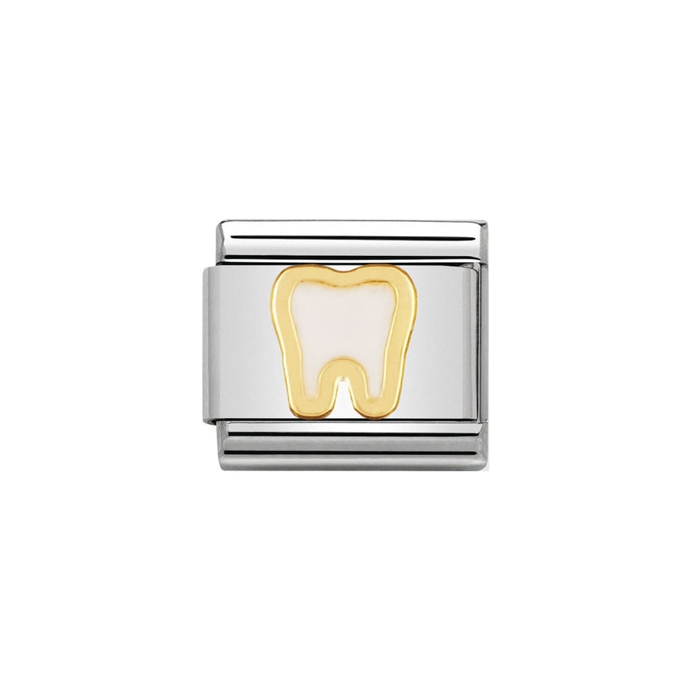 Nomination Classic Gold & White Tooth Charm - S&S Argento