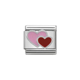 Nomination Classic Silver Pink & Red Double Heart Charm - S&S Argento
