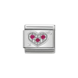 Nomination Classic Heart With Arrow Red CZ Charm - S&S Argento