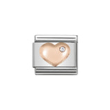 Nomination Classic Rose Gold CZ Raised Heart Charm - S&S Argento