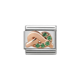 Nomination Classic Rose Gold & Green CZ LUCK Knot Charm - S&S Argento