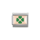 Nomination Classic Rose Gold Green Four Leaf Clover Charm - S&S Argento