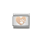 Nomination Classic Rose Gold Heart with Footprints Paw Charm - S&S Argento