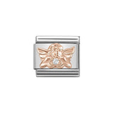 Nomination Classic Rose Gold & White CZ Angel of Family Charm - S&S Argento