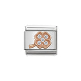 Nomination Classic Rose Gold & White CZ Clover Charm - S&S Argento