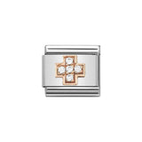Nomination Classic Rose Gold & White CZ Cross Charm