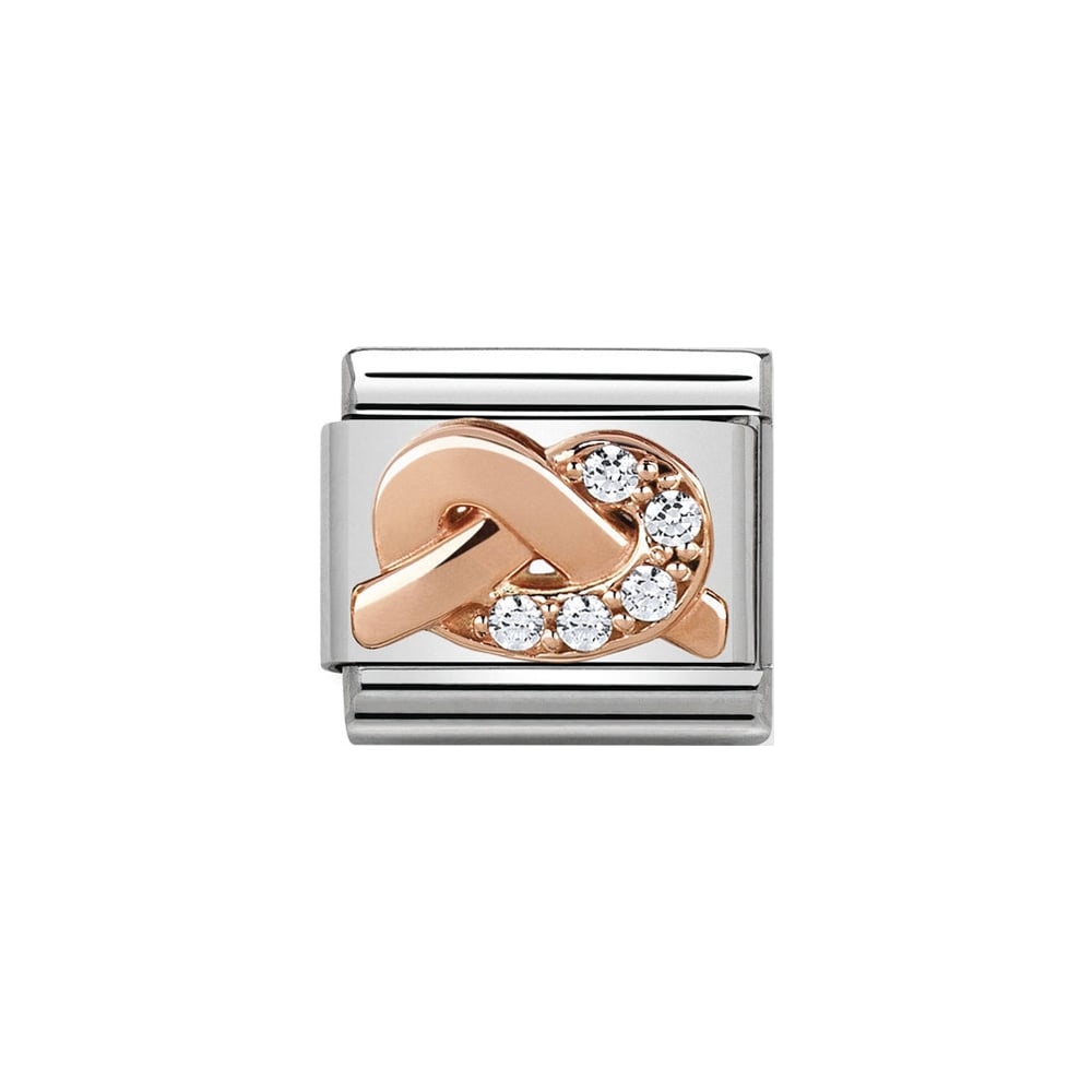 Nomination Classic Rose Gold & White CZ SPIRITUALITY Knot Charm - S&S Argento