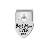 Nomination Classic Silver Best Mum Ever Heart Drop Charm