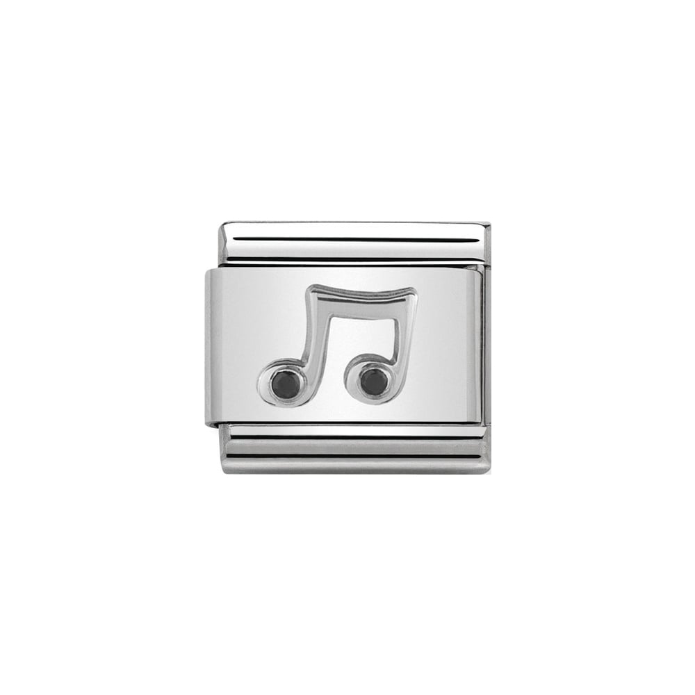 Nomination Classic Silver & Black CZ Music Note Charm