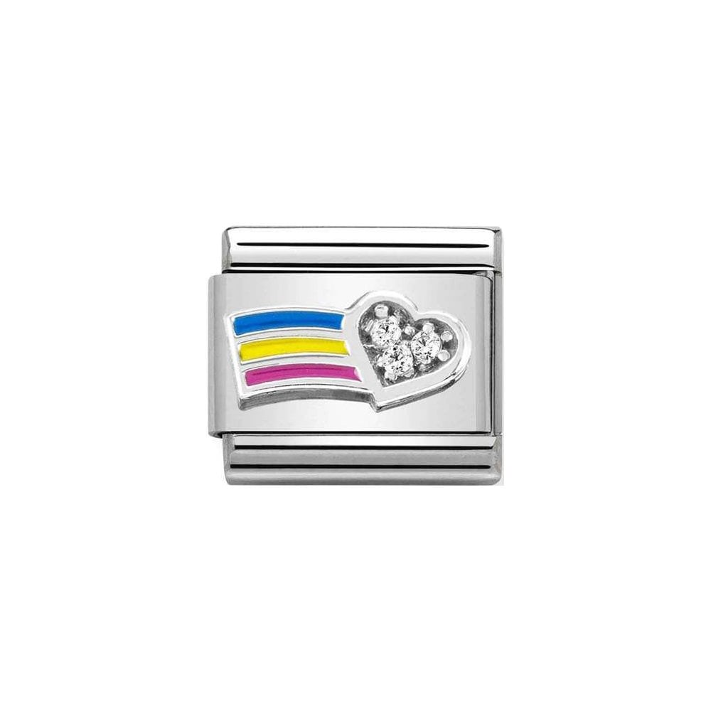 Nomination Classic Silver CZ Rainbow Heart Charm