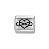 Nomination Classic Silver Infinity Black Heart Charm