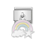 Nomination Classic Silver Hanging Rainbow Cloud Star Drop Charm - S&S Argento