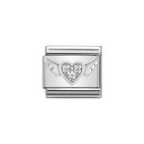 Nomination Classic White Heart With Wings CZ Charm - S&S Argento