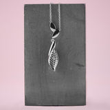 Silver Textured Leaf Necklace