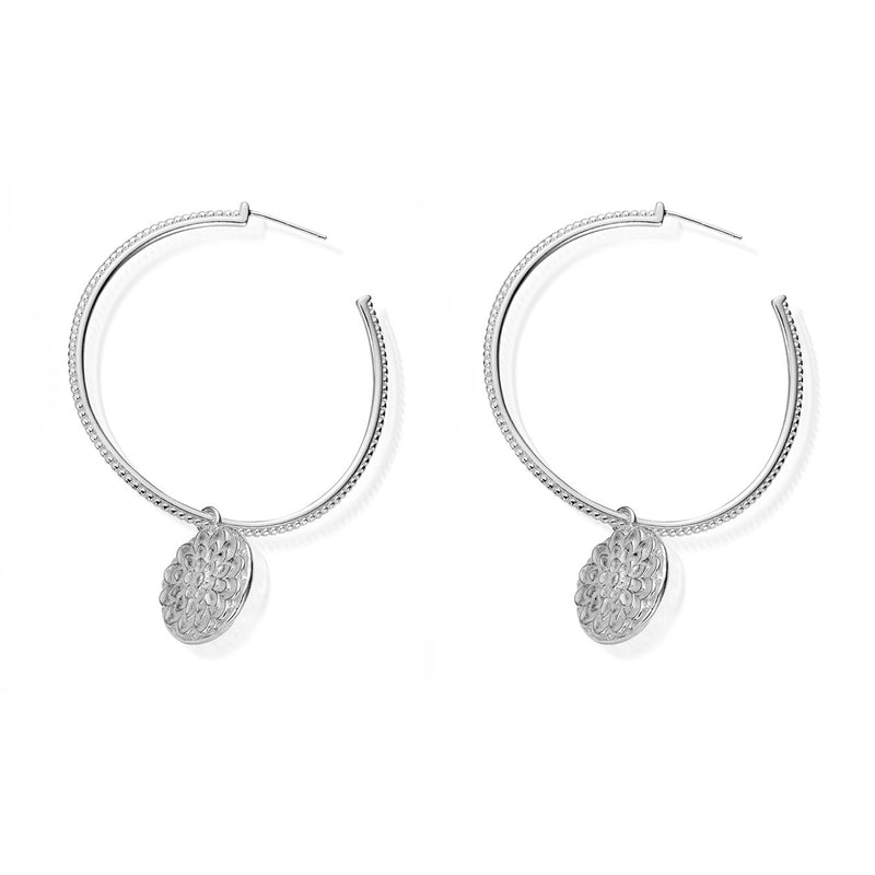 Moon Flower Hoops Earrings